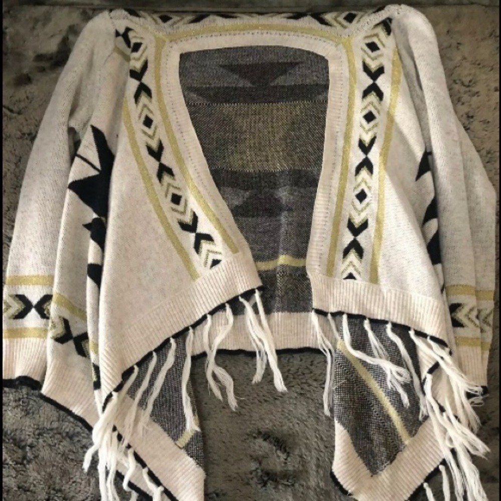NEW AZTEC SWEATER WRAP Cardigan Jacket Open Front